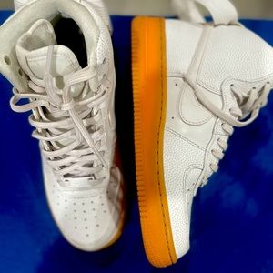 Cream High Top Nike Air Force Ones Size 8
